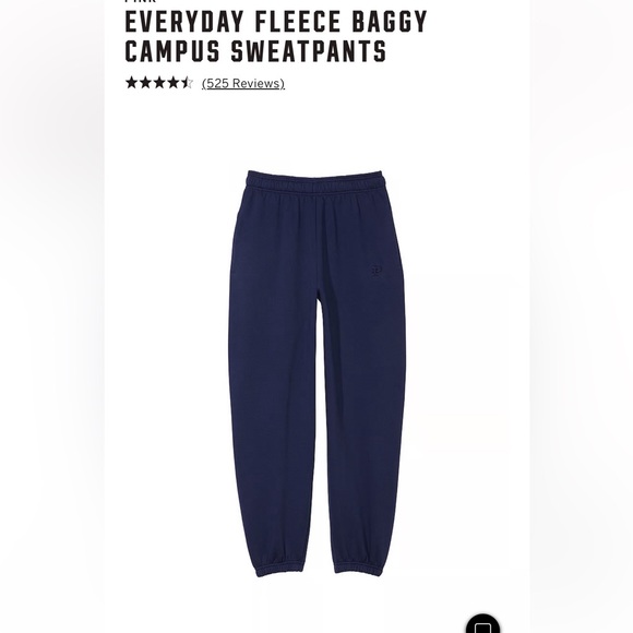 Vs pink fleece baggy campus sweatpants crew neck sweatshirt navy - Picture 5 of 10